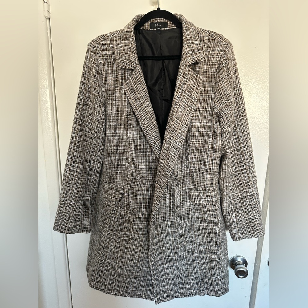 Lulu's Black and Gray Checkered Blazer